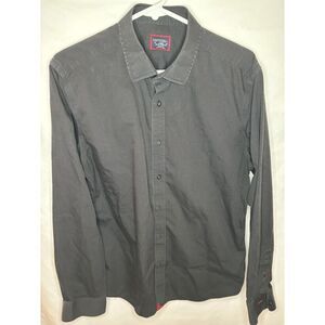 UNTUCKit Button Up Shirt Men Large Slim Fit Wrinkle Free Solid Black 100% Cotton